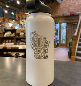White Decorative Wisconsin Water Bottle (32 oz.)