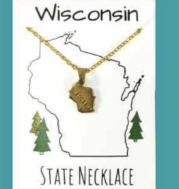 Dreamspirits Brass Wisconsin State Necklace