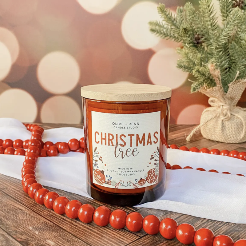 Christmas Tree Amber Jar - Candle