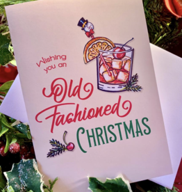 Pink Squirrel Studios Old Fashioned Christmas Card
