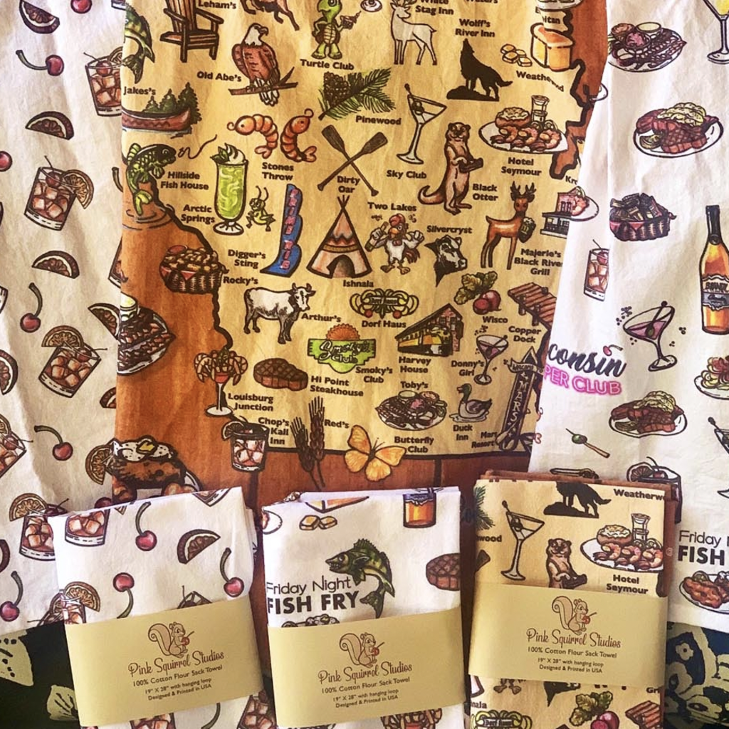 Pink Squirrel Studios Supper Clubs Bar Towel