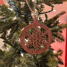 Woodchuck Ornament - Snowflake Wisconsin (Mahogany)