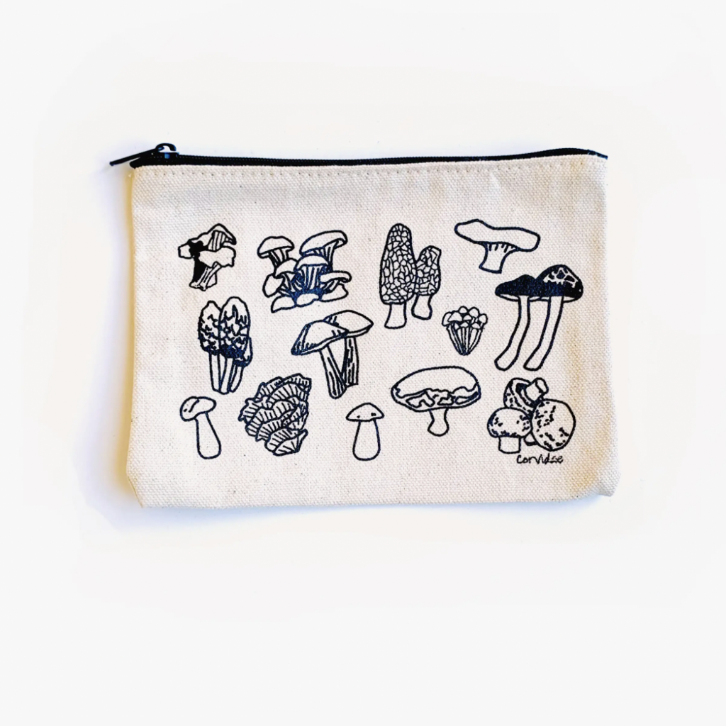 Corvidae Drawings & Designs Mushroom Small Zipper Pouch