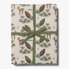 Red Cap Cards Holiday Wrapping Paper - Deer & Pine Cones