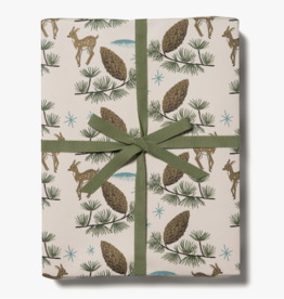 Holiday Wrapping Paper - Deer & Pine Cones