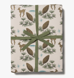 Red Cap Cards Holiday Wrapping Paper - Deer & Pine Cones
