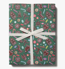 Red Cap Cards Holiday Wrapping Paper - Gingerbread