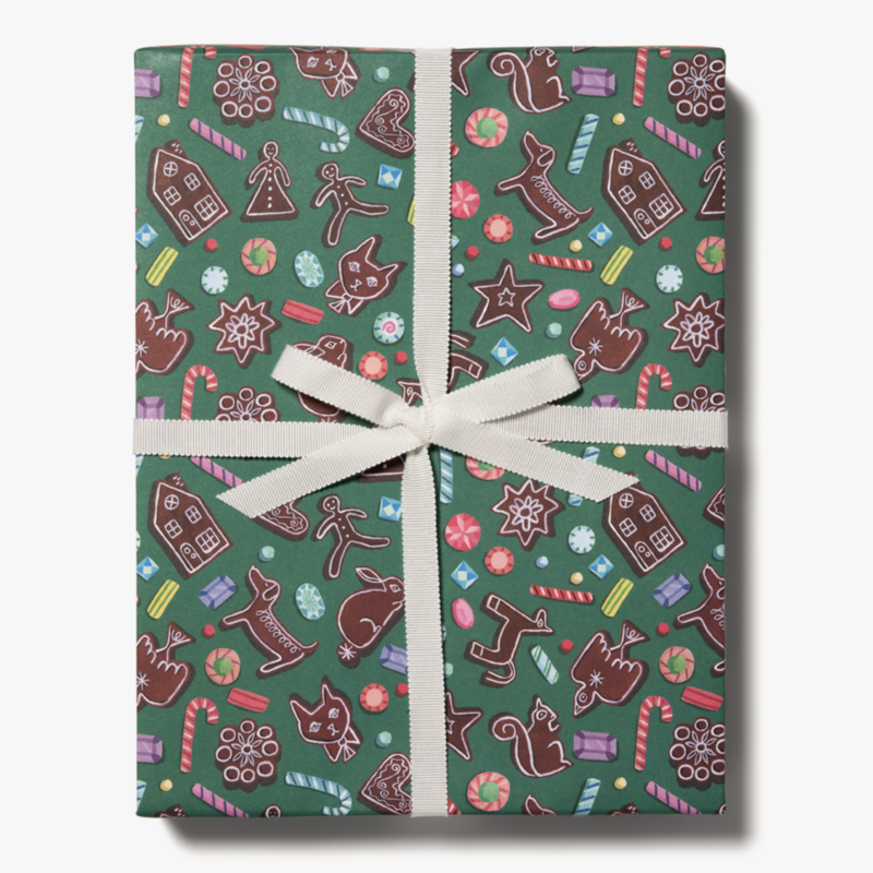 Red Cap Cards Holiday Wrapping Paper - Gingerbread