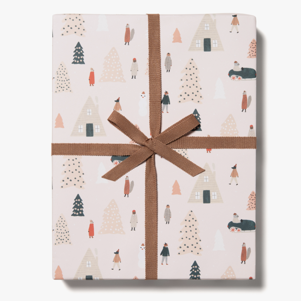 Red Cap Cards Holiday Wrapping Paper - Pink Trees