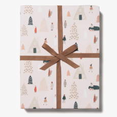 Red Cap Cards Holiday Wrapping Paper - Pink Trees
