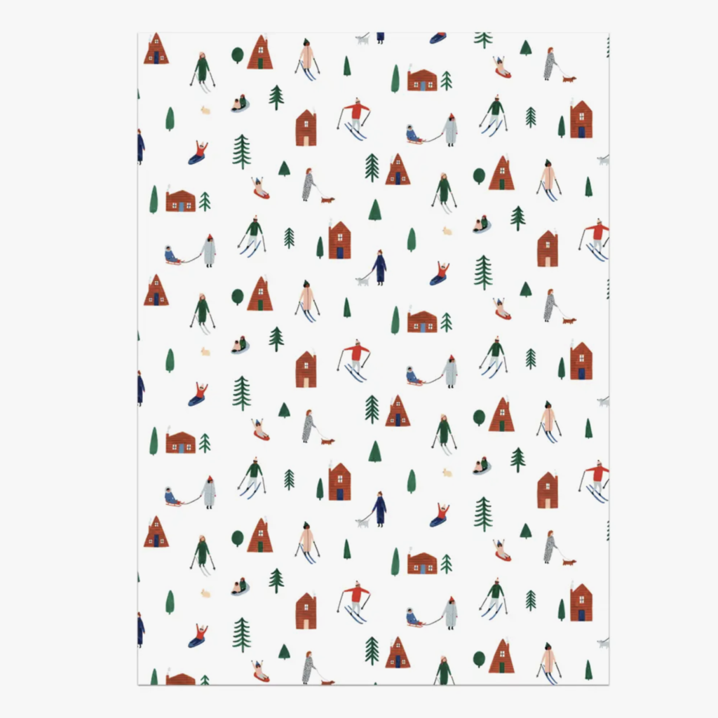 Red Cap Cards Holiday Wrapping Paper - Snow Day