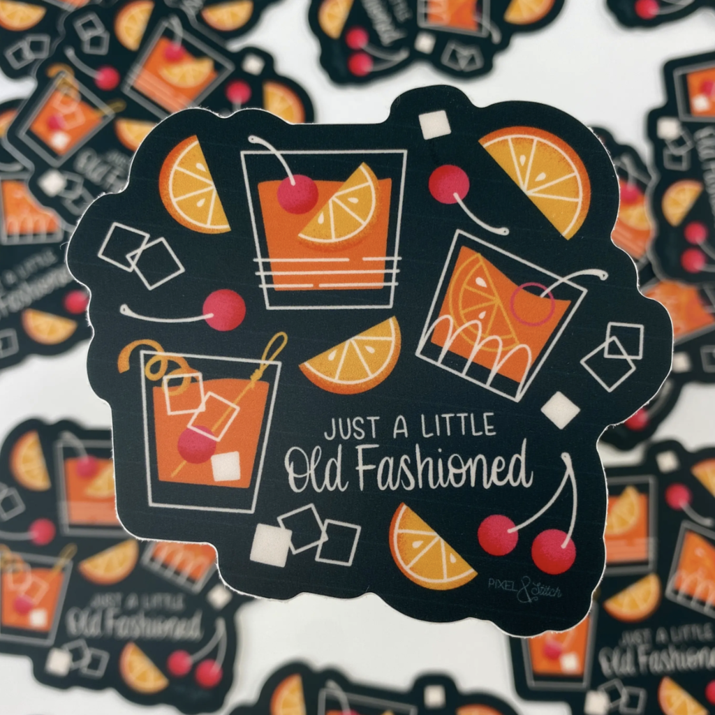 Pixel & Stitch Just a Little Old Fashioned 3" Waterproof Vinyl Sticker