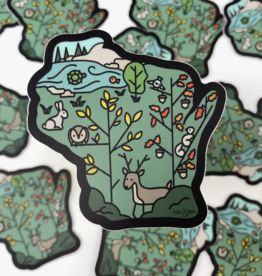 Pixel & Stitch Woodland Wisconsin Floral 3" Waterproof Vinyl Sticker