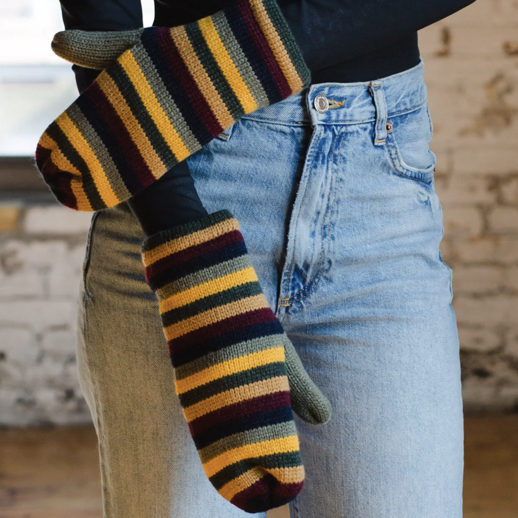 Colorful Striped Knit Mitten