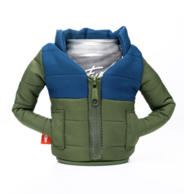 Puffin Drinkware Beverage Koozie Puffy - Olive Green/Varsity Blue