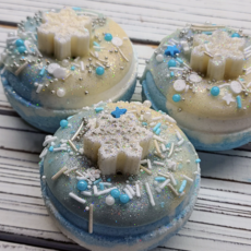 Handmade Natural Beauty Bath Bomb Donuts: Fresh Snow