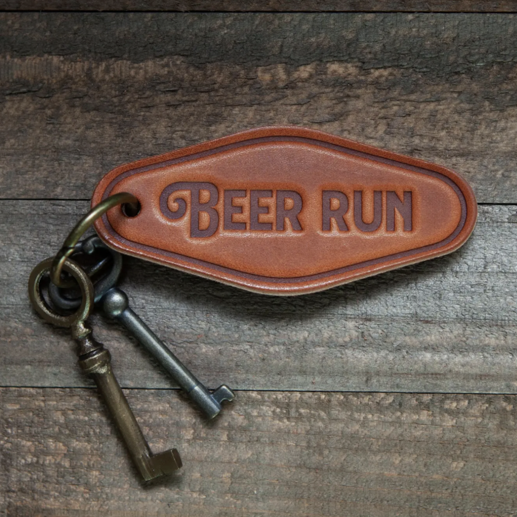 Beer Run Leather Keychain