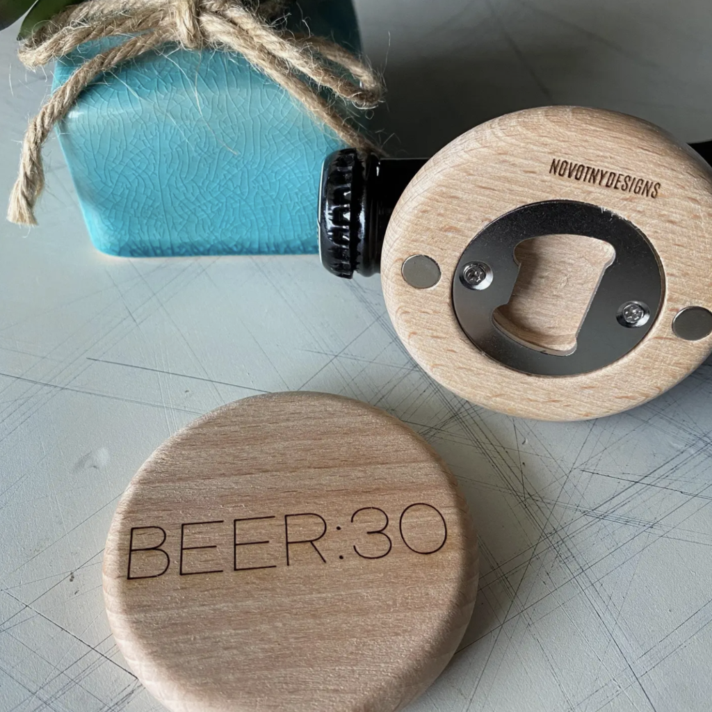 Novonty Designs Beer:30 - Magnetic Wood Bottle Opener