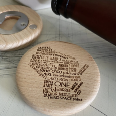 Wisconsin Breweries -  Magnetic Wood Bottle Opener