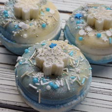 Handmade Natural Beauty Bath Bomb Donuts: Fresh Snow