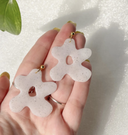 Polymer Clay Earrings: Speckled Wonky Flowers