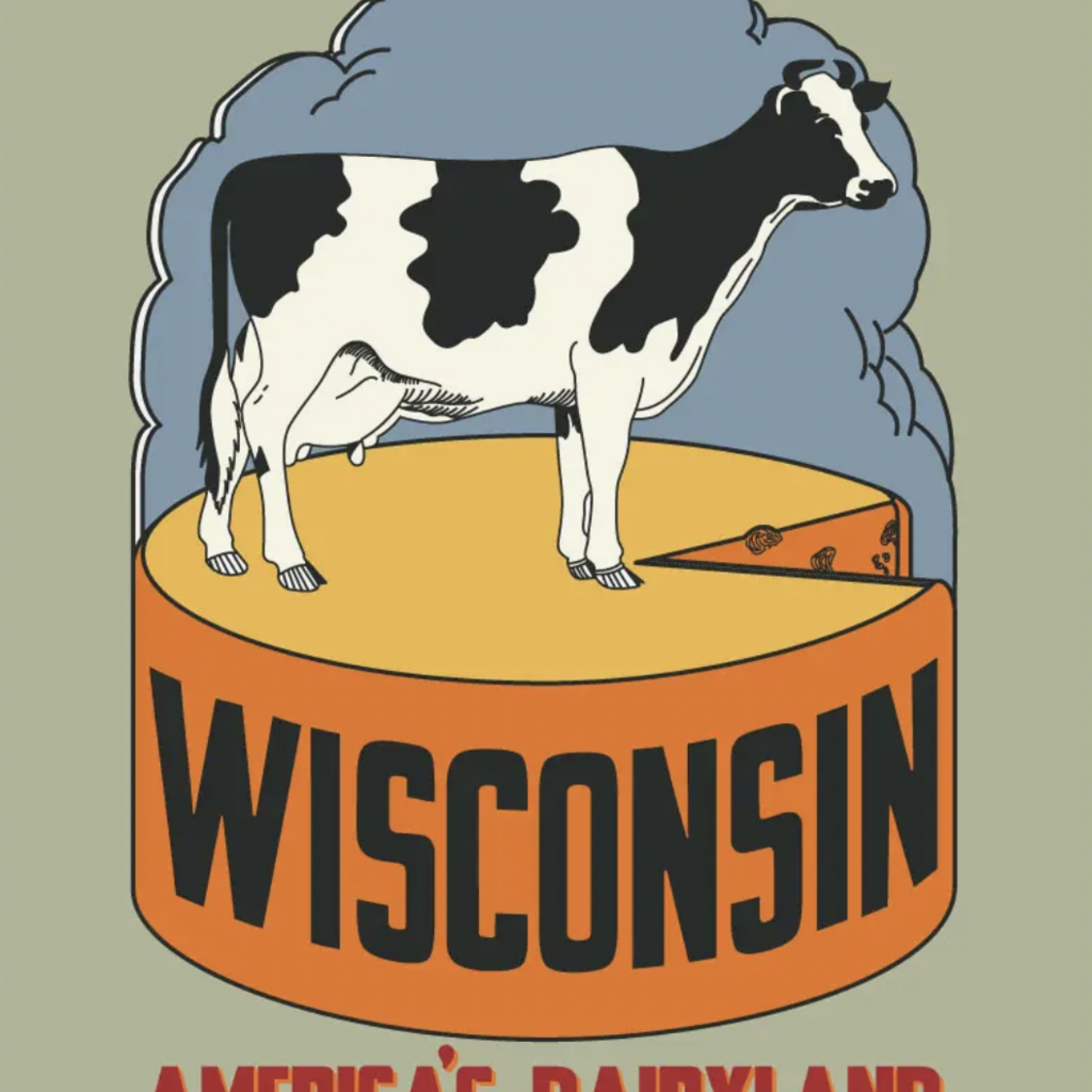 Fridgedoor Wisconsin Americas Dairyland Cow, Cheese Magnet
