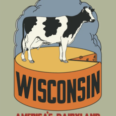 Fridgedoor Wisconsin Americas Dairyland Cow, Cheese Magnet
