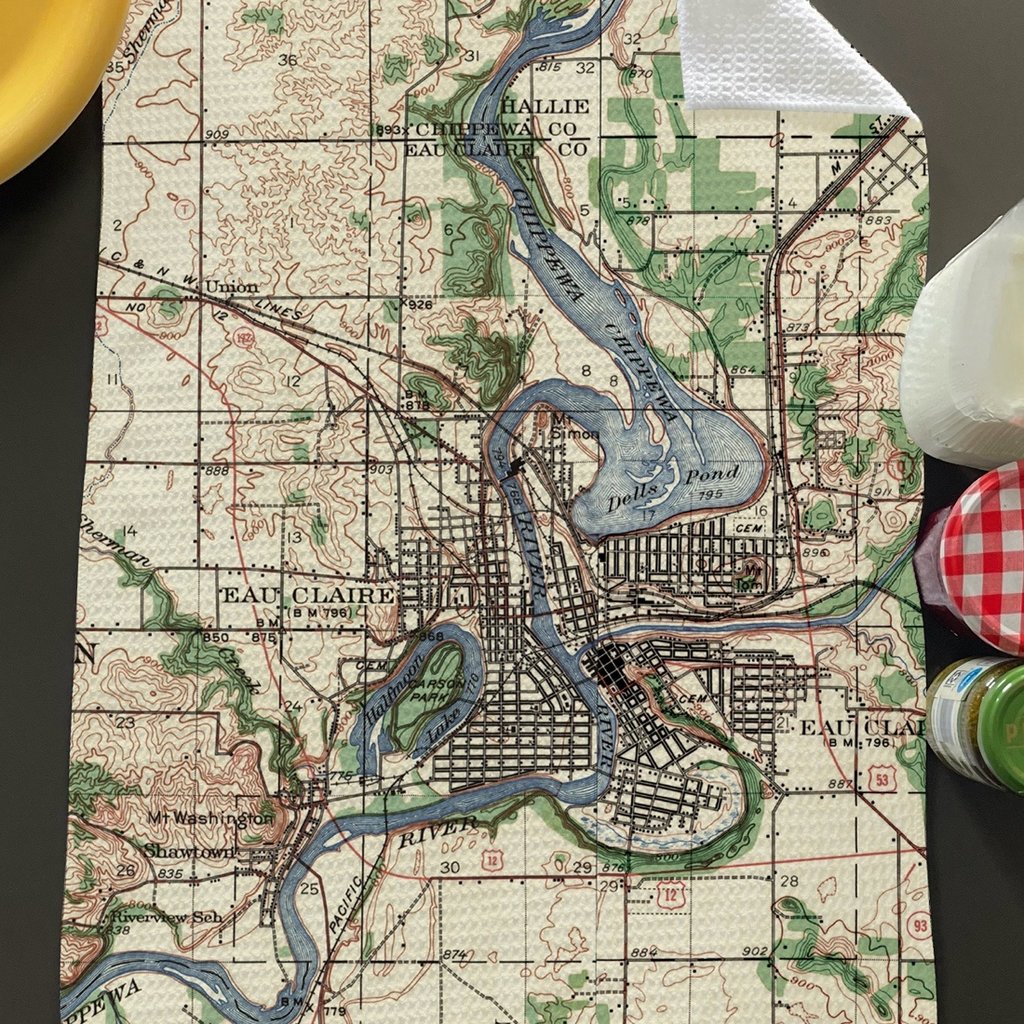 Volume One Eau Claire Map Dish Towel