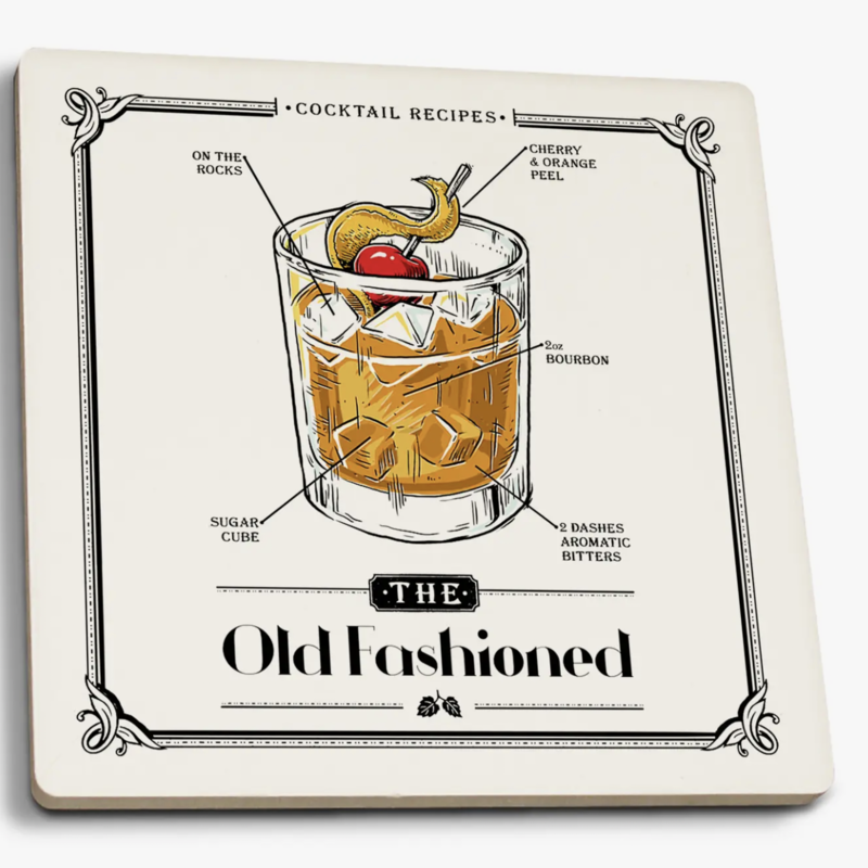 Volume One Ceramic Coaster - Old Fashioned Recipe