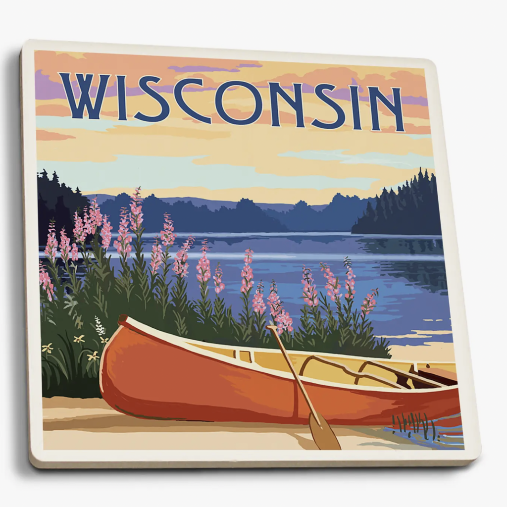 Ceramic Coaster - Canoe & Lake WI