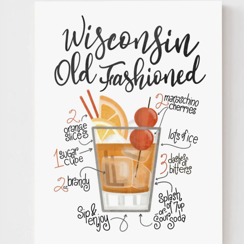 Old Fashioned Cocktail Recipe Print 8x10