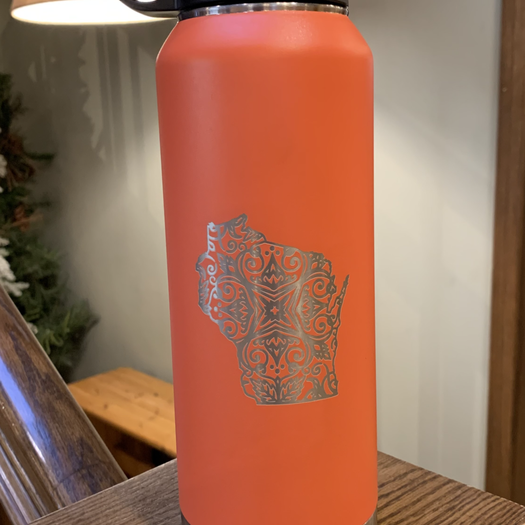 Coral Decorative Wisconsin Water Bottle (32 oz.)