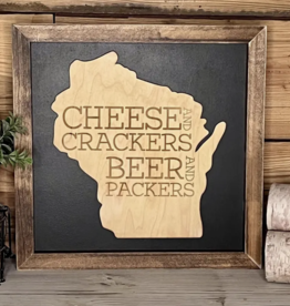 Wisconsin Art - Cheese & Crackers + Beer & Packers