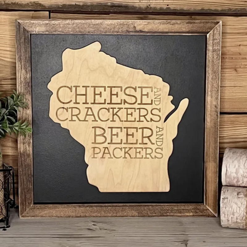 Wisconsin Art - Cheese & Crackers + Beer & Packers