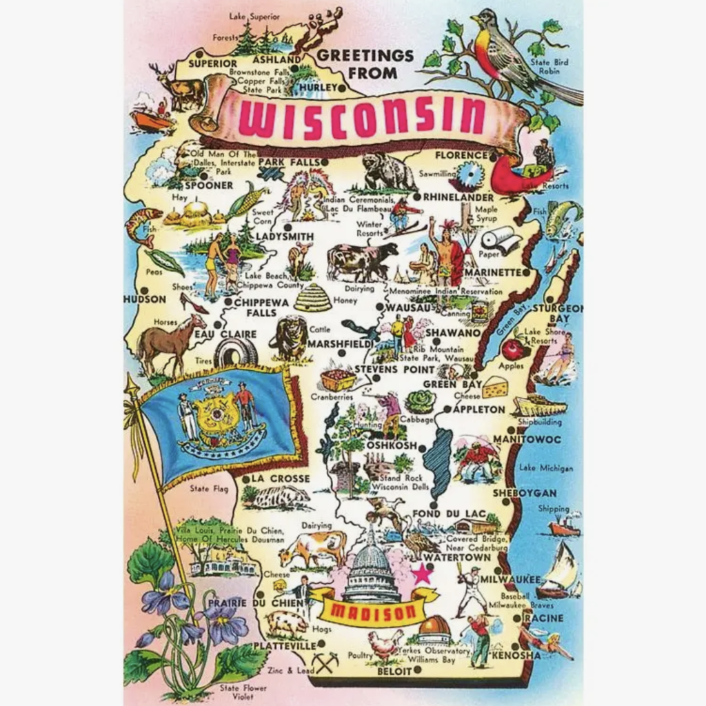 Found Image Press WI-73 Map of Wisconsin