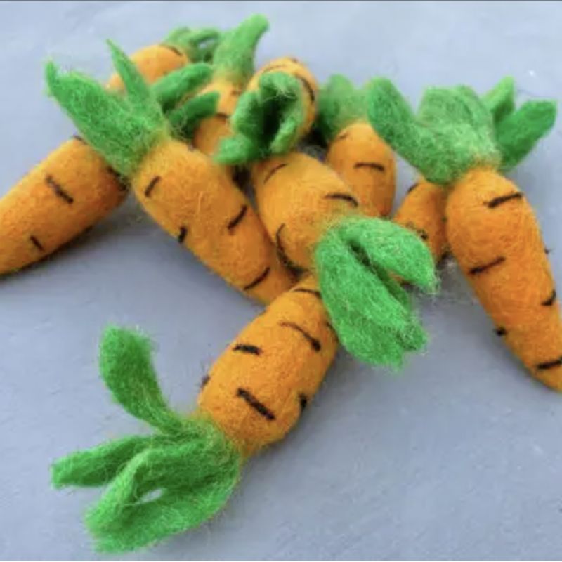 Felted Carrot Kicker Toys