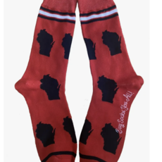 Buy Socks You All Wisconsin Shapes Black and Red Socks