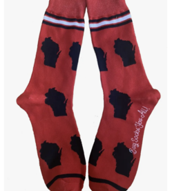 Buy Socks You All Wisconsin Shapes Black and Red Socks
