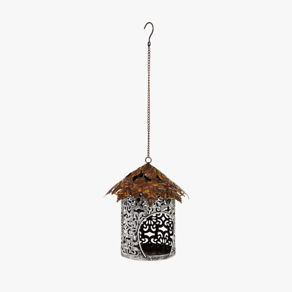 Bird Feeder with Metal Maple Leaf Roof