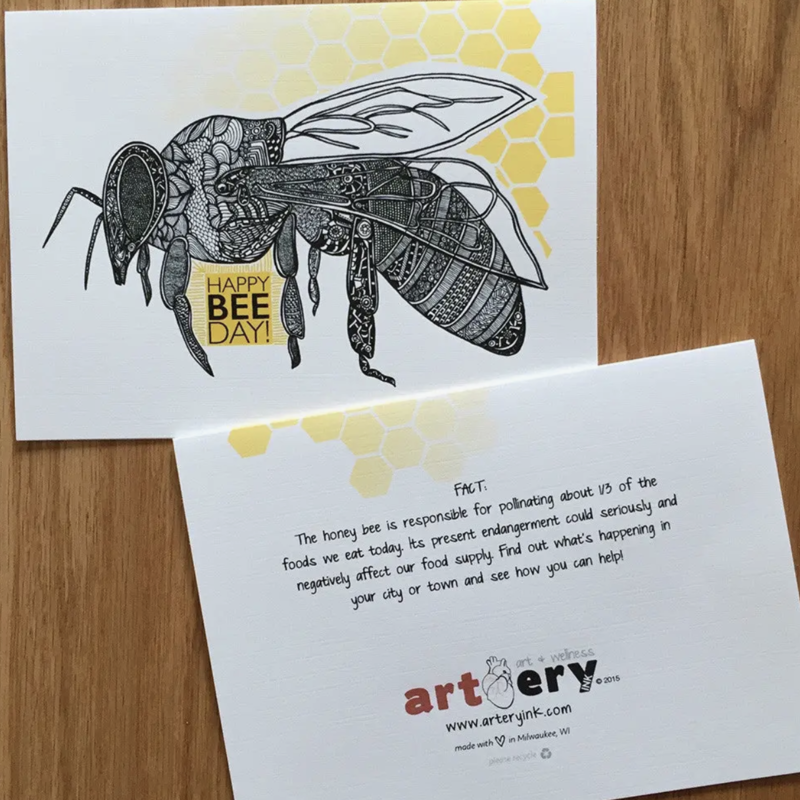 Artery Ink Greeting Card- Honey Bee