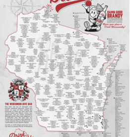 Drink Wisconsinbly DW Wisconsin Dive Bars Map - 24x36