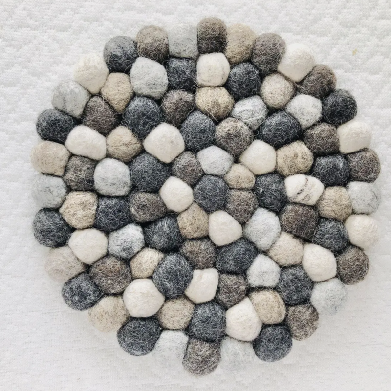 Wool Jamboree Neutral Felt Ball Coaster