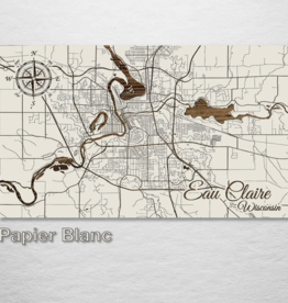 Wood Map: Eau Claire Street Map Large (11.25” x 19”)