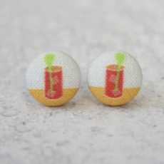 Volume One Fabric Button Earrings - Bloody Mary