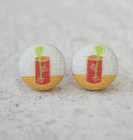 Volume One Fabric Button Earrings - Bloody Mary