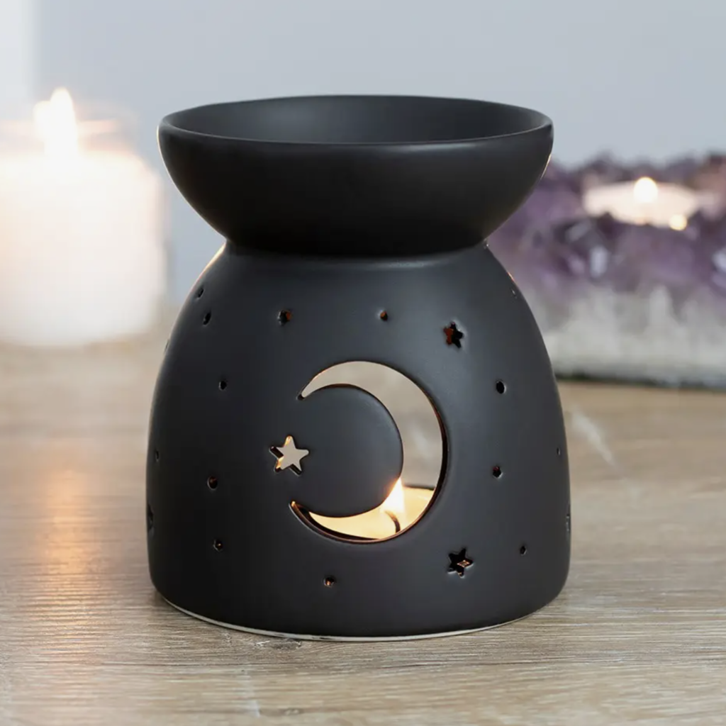 Black Mystical Moon Oil Burner