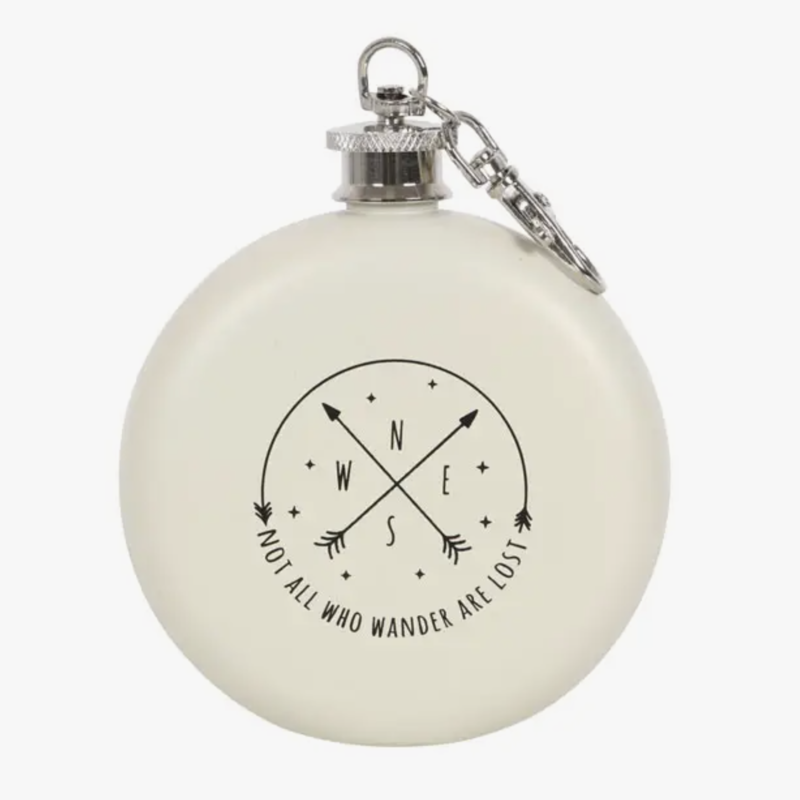 Happy Camper Hip Flask with Keyring