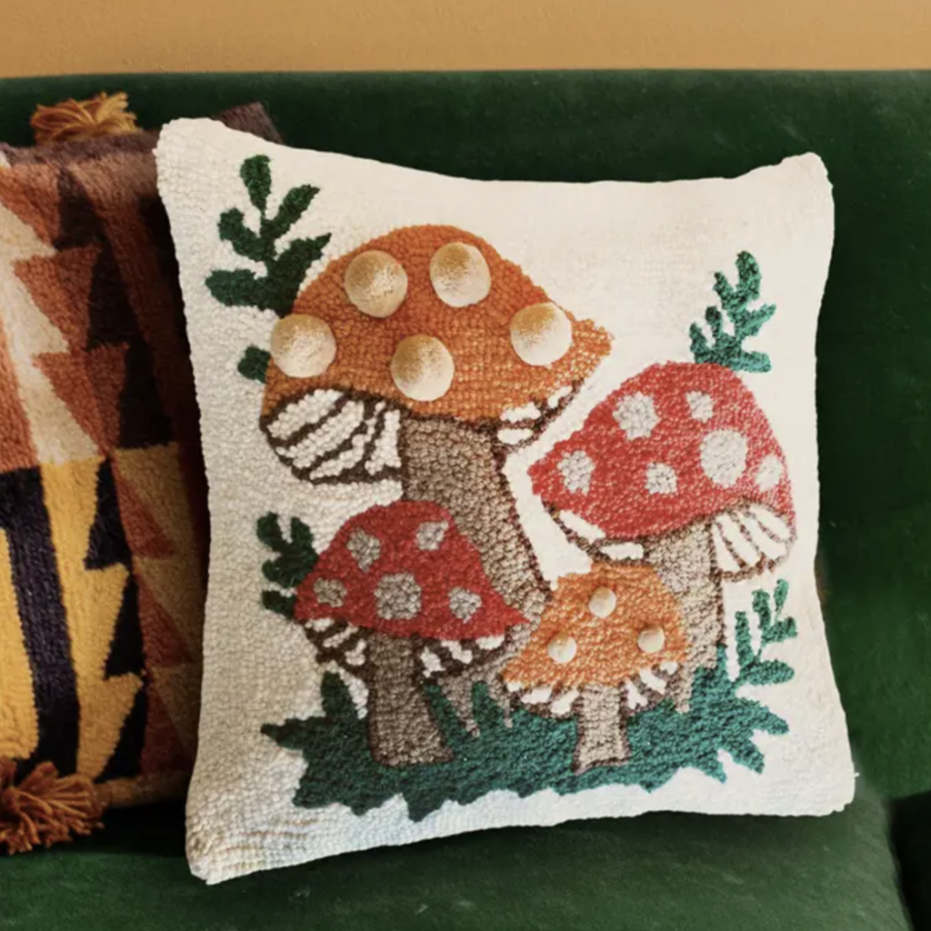 Hook Pillow - Mushroom Pom Pom Pillow