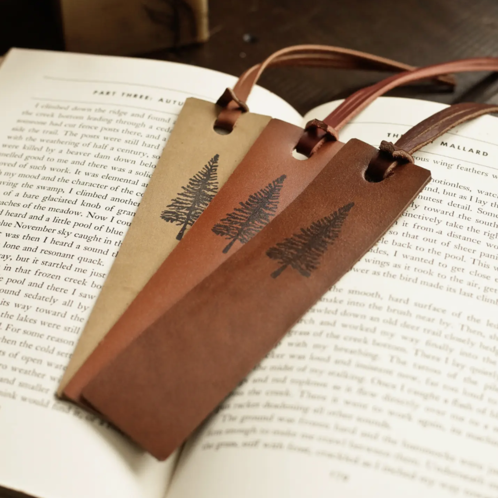 Wayfaring Goods Leather Bookmark - Pine Tree
