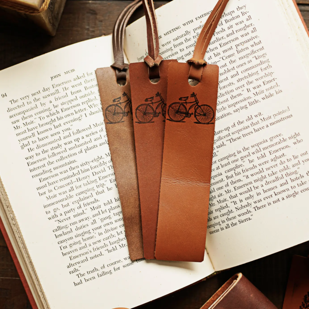 Wayfaring Goods Leather Bookmark - Bicycle